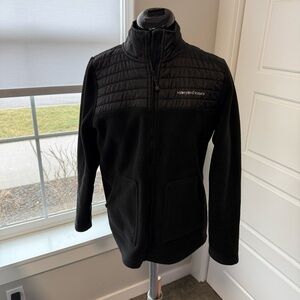 Vineyard Vines Black Polar Fleece Quilted Chest Zip Up Jacket Small Preppy Snow